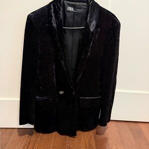 Zara Midnight Velvet Jacket and pants